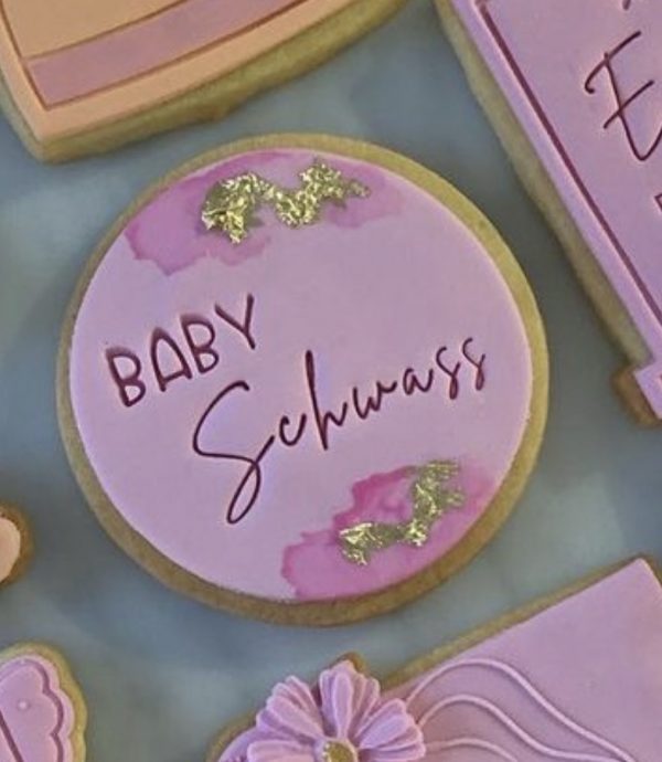 Baby round with hand painted water colour and foil detailing