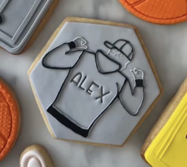 Hooded bloke on hexagon with personalisation
